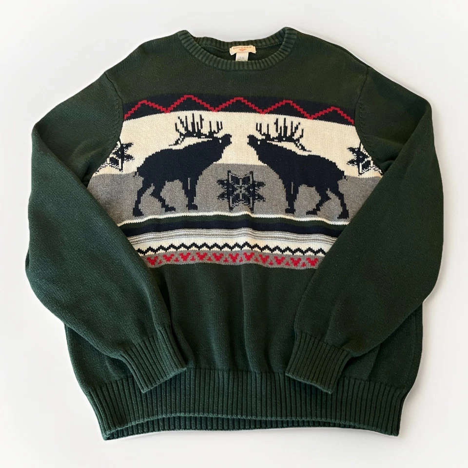 Suéter Dockers Holiday Navidad Para Hombre Verde Mediano 100% Algodón Alce Reno Foto 3 de 4