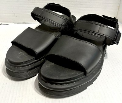 Dr. Martens sandals Voss all BLACK leather Women US 11 ankle strap platform DOCS