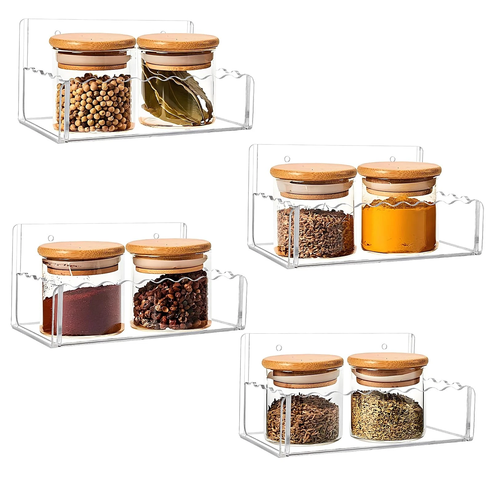 6 inch Spice Rack Wall Mounted,4 Pack Spice Organizer Shelf for Stove Cabinet...