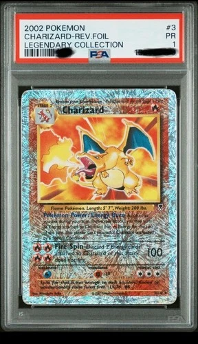 2002 POKEMON LEGENDARY COLLECTION #3 CHARIZARD-REVERSE FOIL PSA 1