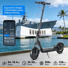 Smart 25MPH Dual-Shock E-Scooter w/ APP - Adult Xmas Birthday Win 10", 10.4AH
