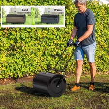 Rasenwalze 60cm Schwarz 60 Liter Füllvolumen Gartenwalze Bodenwalze Rasen Garten
