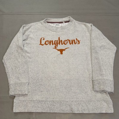 Pressbox Texas Longhorn Women Gray Terry Cloth Pullover Sweatshirt Sweater-M5375
