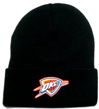 Oklahoma City Thunder flat cotton logo on Blk beanie  cap hat. SEE DETAILS!