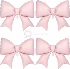4Pcs Giant Pink Bow Balloons 38 Inch for Themed Party Decorations, Elegant Co...