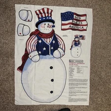 Daisy Kingdom Patriotic Snowman Door Panel Cotton Fabric 44" x 36" Applique Y