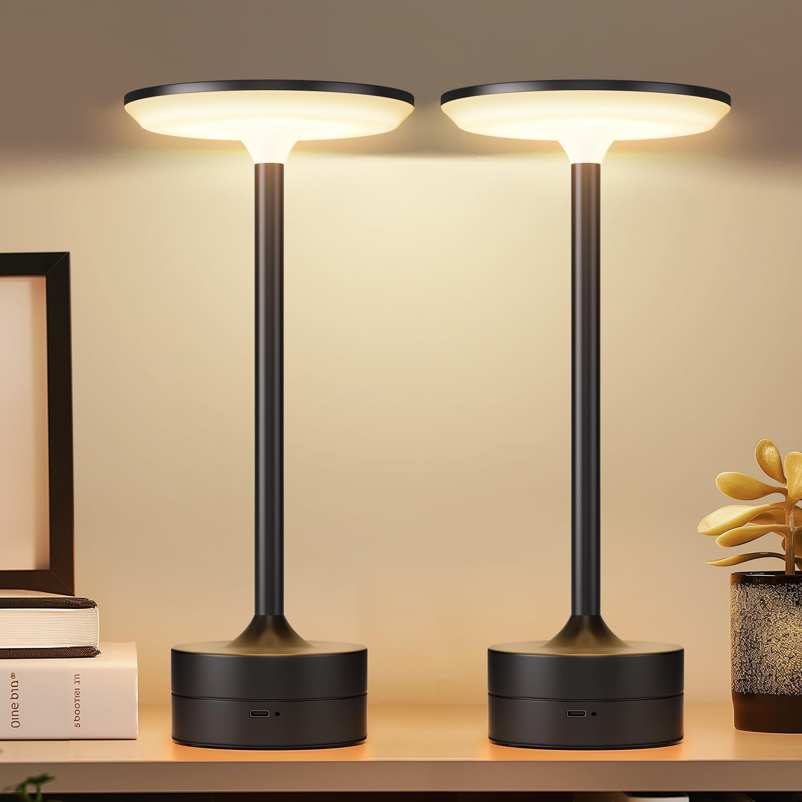 2 Pack Cordless Table Lamp, Rechargeable Lamps 5000mAh Battery Powered Portab...