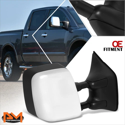 For 04-15 Nissan Titan Power Heated Memory Dual Arm Chrome Cover Side Mirror RH