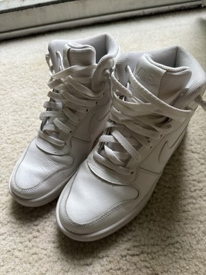 Nike Ebernon Leather Mid Triple White Shoes Sneakers Size 7.5