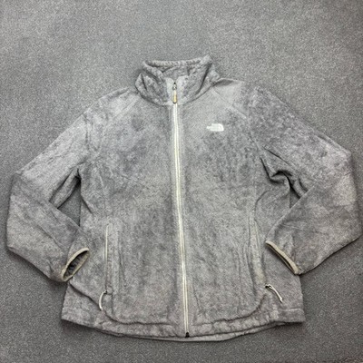 North Face Fleece Damen Large Grau Full Zip Hochflor Outdoor Pullover Damen