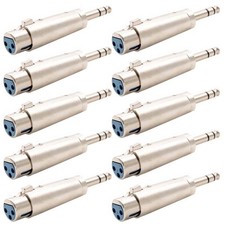 10 Pcs XLR 3-Pin Female to 6.35mm 1/4" Stereo Male Mic Microphone Audio Adapter