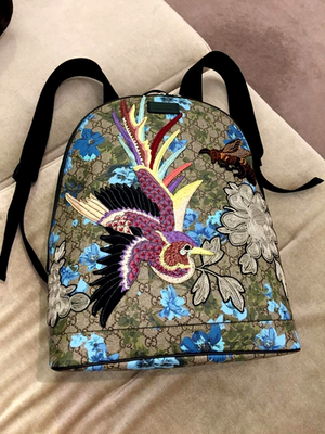 Gucci GG Blooms Bird Embroidery Green × Beige 419584  display picture 3