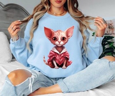 Entzückende Katze Damen Sweatshirt süß Cartoon Liebhaber lustiges Geschenk für sie