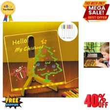 LED Note Board with Colors for Kids, Light LED Drawing Board 7.9 * 7.9" Light up