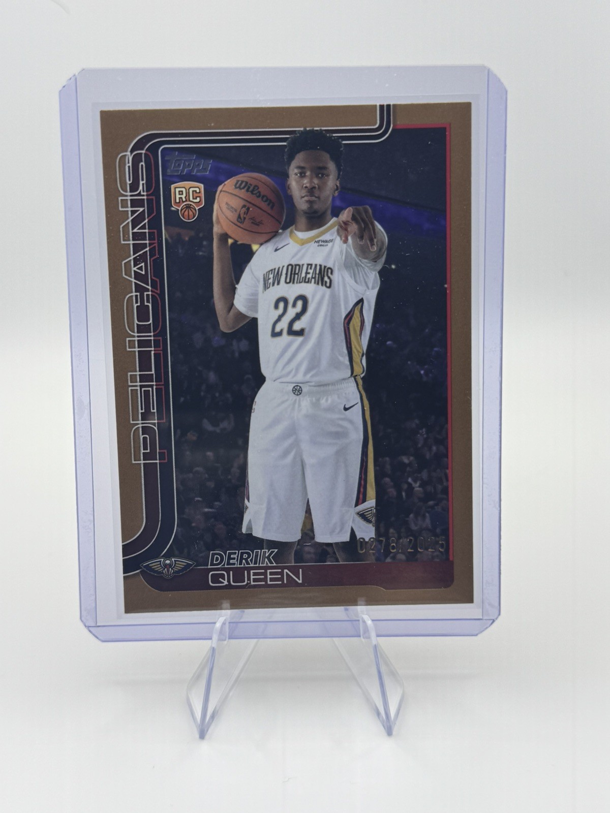 Derik Queen 2025-26 Topps Flagship Rookie #213 Gold #’d /2025 Pelicans Rc