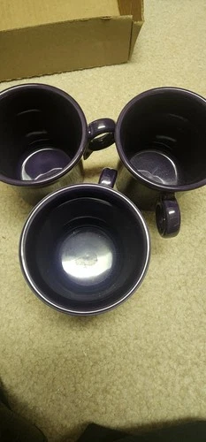 Set of 3 Fiesta Ware Plum Purple Mug Ring Handle Homer Laughlin HLC USA Coffee