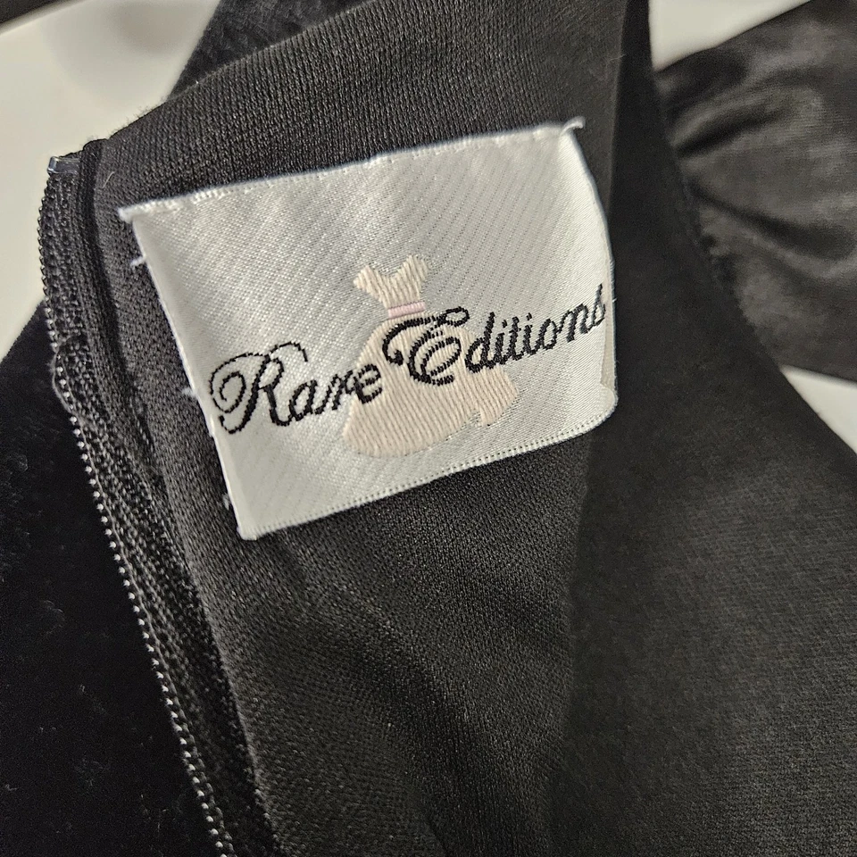 Vestido de satén de terciopelo rojo navideño ediciones raras niñas 14 lazos fiesta formal especial Foto 4 de 4