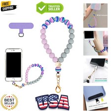 Marble Silicone Beaded Phone Wrist Strap, Cellphone Lanyard with Tether Tab, ...