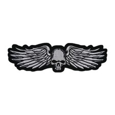 Skull Wings Flying High Embroidered Iron-on Biker Motorcycle Jacket Patch 8"x2"