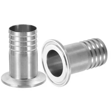 2Pcs 1.5in Tri Clamps to 1 1/4in Hose Barbed Adapter 304 Stainless Steel