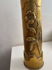 Vase Art de Tranchée WWI (1916) - Douille d’obus Anglais 18Pr Militaria 14-18