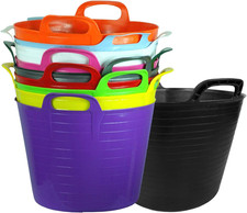 40L 40 Litre Large Robust Flexi Tubs - Set of 3 - Mixed Assorted Colours Randoml