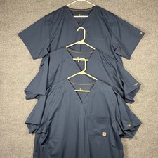 Carhartt Force Scrub Tops Mens XL Navy Blue Lot of 3 Stretch V-Neck Workwear