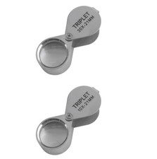 2 Pcs Jewelers Loupe Pocket Magnifier Glass Jewelry Loop Small Foldable