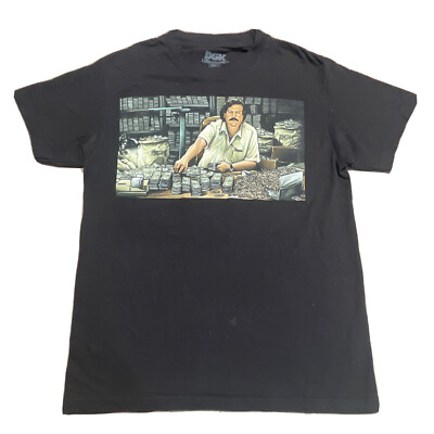 Pablo Escobar Mexican Cartel DGK Black Shirt Graphic Size Small Money Stacks