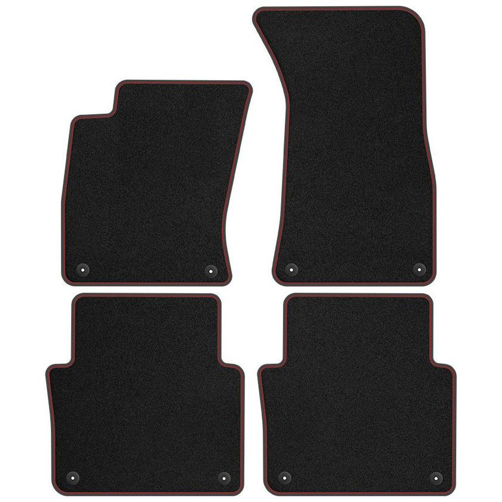 Tapis de sol velours AU16-1 moquette noire et contour rouge pour Audi A8 II D3 2002-2009