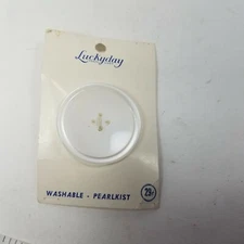 Vintage Luckyday Lucky Day Button Four Hole Flat New Old Stock White 