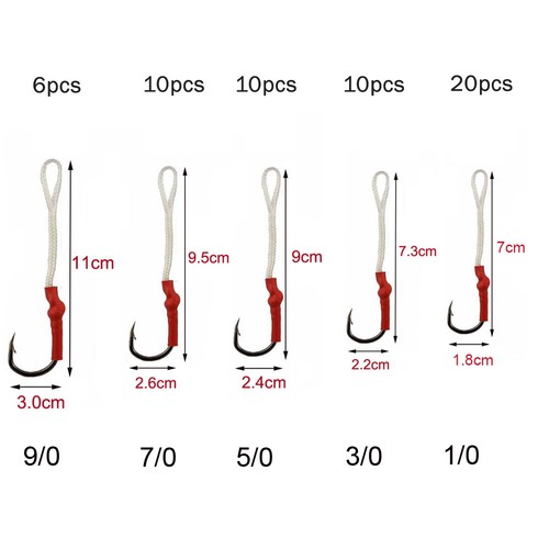 20/50PCS Stainless Steel Assist Hooks Jigging Fishing Hook with PE Line 1/0-10/0 - Picture 30 of 34