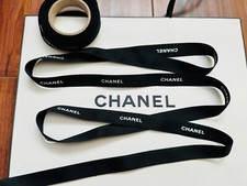 CHANEL Black  White Lettering Ribbon - 1 Yard / 3 Feet Long