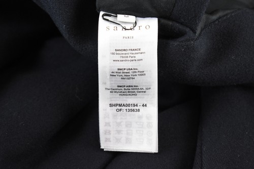 Sandro Coat Men's M Parka Wool Cashmere Blend With Hood Zipper Navy - Picture 5 of 13