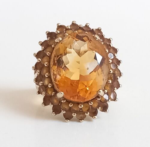 9CT YELLOW GOLD CITRINE DRESS RING - SIZE N - 7.8g - Picture 9 of 23