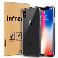 Cover per iPhone X e XS custodia in tpu morbido trasparente e con bordo Grigio