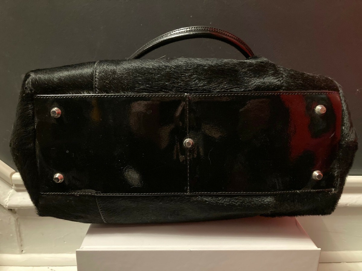 ROBERTA GANDOLFI Black Horsehair Leather Handbag | eBay