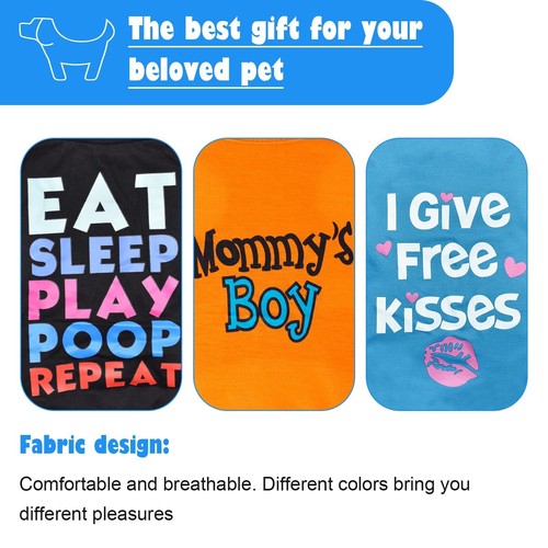 6 Pack Dog Clothes for Small Dogs Breathable Puppy Kitten Shirts with Letters - Picture 13 of 27