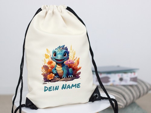 Turnbeutel personalisiert Dinosaurier, Sportbeutel für Kinder Einschulung - Bild 6 von 7