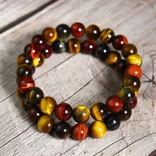Natural Crystal Gemstone Tiger Eye 8mm Beads Healing Women Men Bracelet Gift