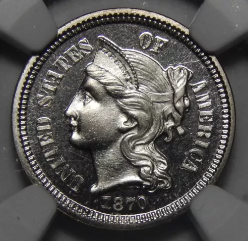 1870 NGC PF67 CAMEO THREE CENT NICKEL