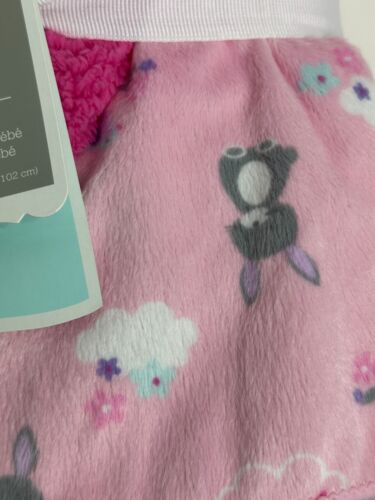 Coperta nuova con etichette Just Born rosa scuro coniglietto uccellino nuvola velluto velboa sherpa bambina - Foto 3 di 6