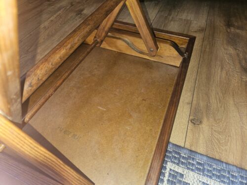 MCM Sturdy 1950s Folding Card Game Table TV Tray Solid Wood Frame - Picture 9 of 19