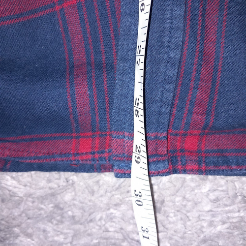 Rhino Rugby Flannel Shirt Mens Large Navy Red Plaid Button Down Long Sleeve - Picture 7 of 8
