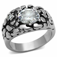 TK959 - High polished no plating Stainless Steel Ring with AAA Grade CZ in