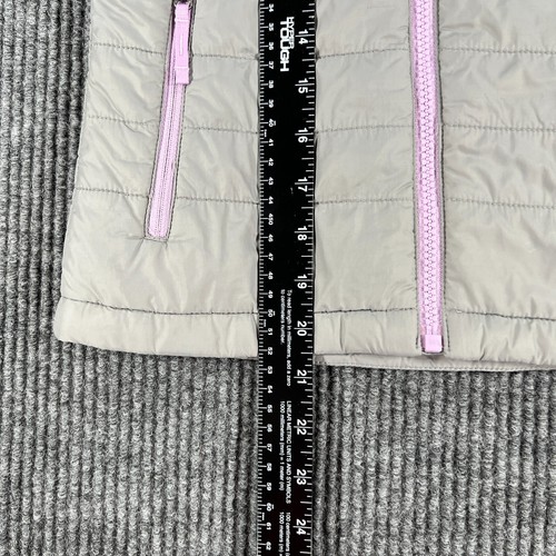The North Face Puff Vest Youth Girls Small Gray Purple Full Zip Mock Neck School - Picture 7 of 13