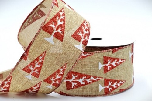Christmas Wired Woven Ribbon- Width 38mm or 63mm - Sold Per Metre - Many Designs - Picture 42 of 44