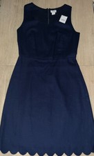 NWT J. Crew Mercantile Navy Blue Basketweave Scallop-Edge Dress L6982 Women’s 00