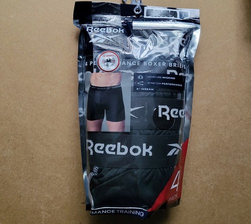 Paquete de 4 calzoncillos boxer Reebok Performance elásticos 4pk L XL azul rojo absorbente - Imagen 7 de 10