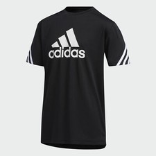 adidas Kids Big Logo White 3-Stripes Short Sleeve Black Tee YOUTH Boys size M